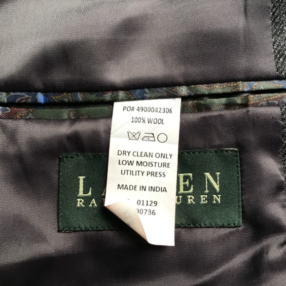 Lauren , Ralph Lauren 2 buttoned dark gray herringbone wool blazer Sz 42 R - Picture 7 of 7